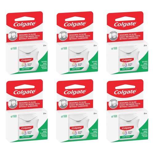 Colgate Total Mint Waxed Dental Floss 25m Pack of 6