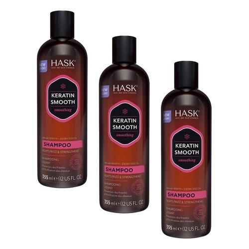 Hask Keratin Smooth Smoothing Shampoo 355mL Pack of 3
