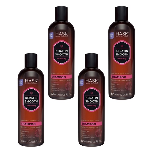 Hask Keratin Smooth Smoothing Shampoo 355mL Pack of 4