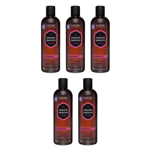 Hask Keratin Smooth Smoothing Shampoo 355mL Pack of 5