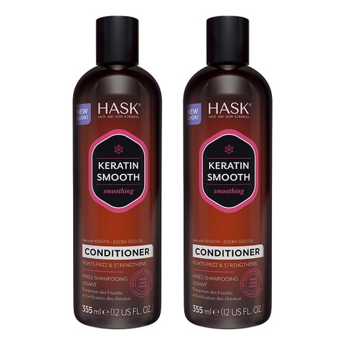 Hask Keratin Smooth Smoothing Conditioner 355mL Pack of 2
