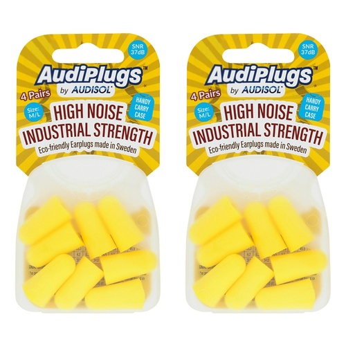 Audiplugs High Noise Industrial Strength Ear Plugs 4 Pairs Pack of 2