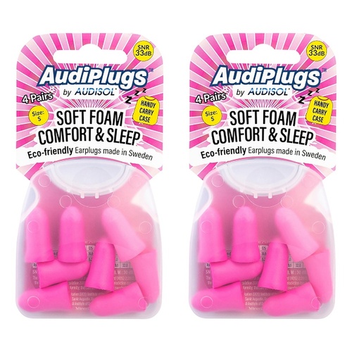 Audiplugs Soft Foam Comfort & Sleep Ear Plugs 4 Pairs Pack of 2
