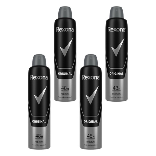 Rexona Men Antiperspirant Aerosol Original 250mL Pack of 4