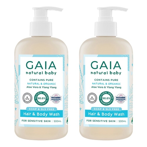 GAIA Natural Baby Hair & Body Wash 500mL Pack of 2