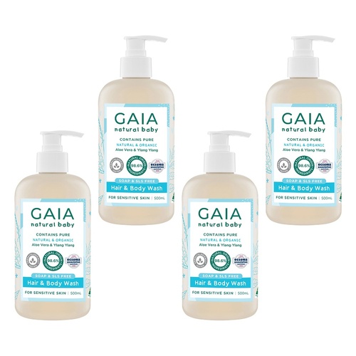 GAIA Natural Baby Hair & Body Wash 500mL Pack of 4