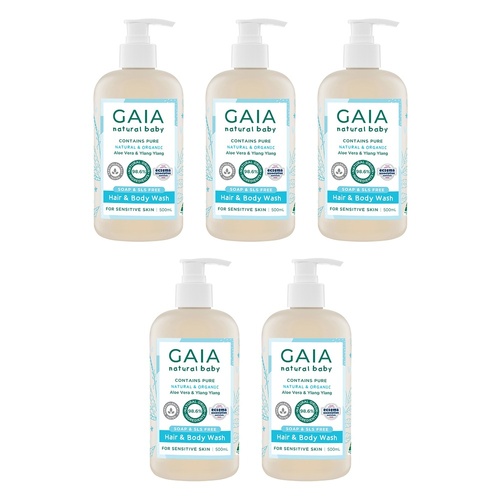 GAIA Natural Baby Hair & Body Wash 500mL Pack of 5