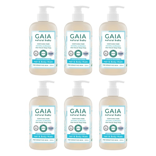 GAIA Natural Baby Hair & Body Wash 500mL Pack of 6