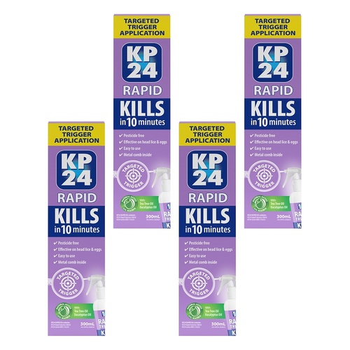 KP24 Rapid Trigger Head Lice Treatment 300mL Pack of 4