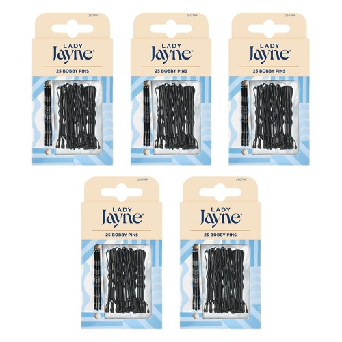 Lady Jayne Black Bobby Pins 25 Pack Bundle of 5