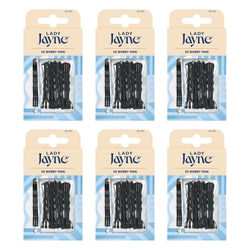 Lady Jayne Black Bobby Pins 25 Pack Bundle of 6