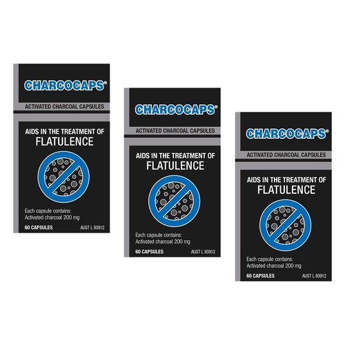 Charcocaps 200mg 60 Capsules Pack of 3