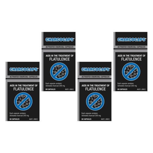 Charcocaps 200mg 60 Capsules Pack of 4