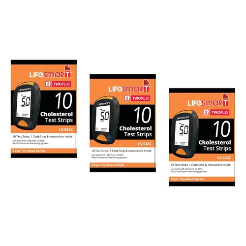 LifeSmart Cholesterol Test Strips 10 Pack Bundle of 3