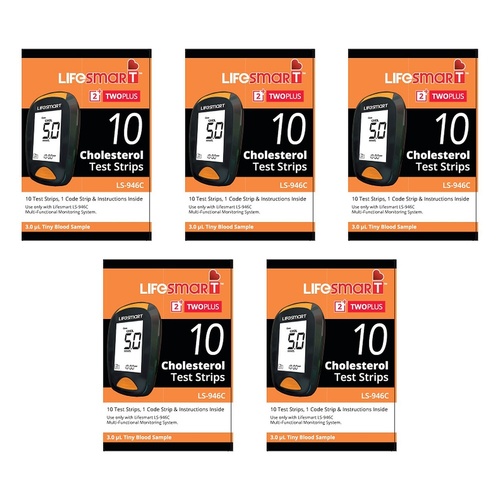 LifeSmart Cholesterol Test Strips 10 Pack Bundle of 5