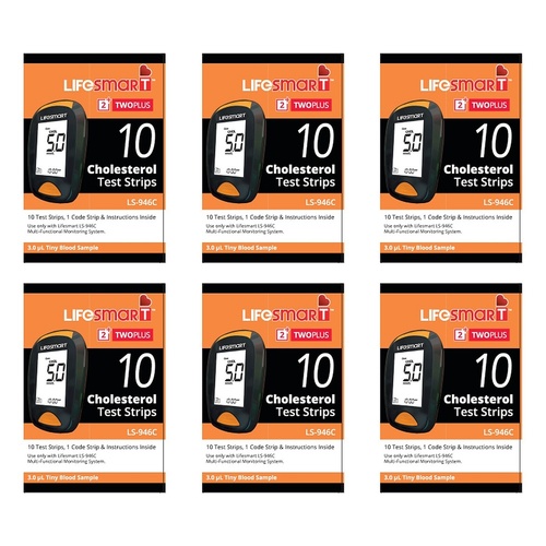 LifeSmart Cholesterol Test Strips 10 Pack Bundle of 6