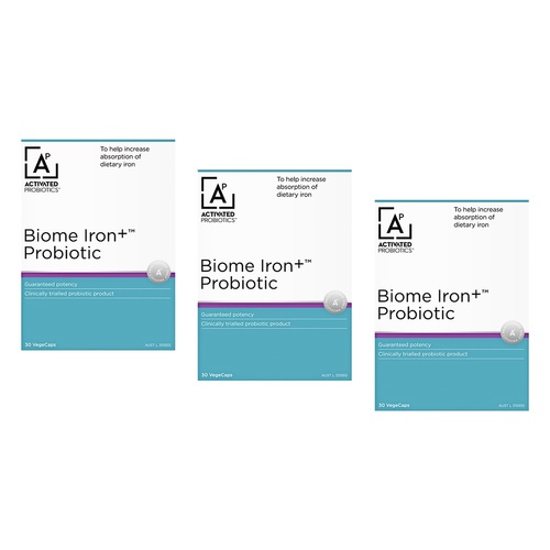 Activated Probiotics Biome Iron+ Probiotic 30 Capsules Pack of 3