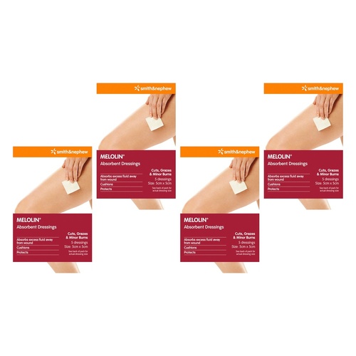Melolin Low Adherent Wound Dressing 5cm x 5cm 5 Pack Bundle of 4