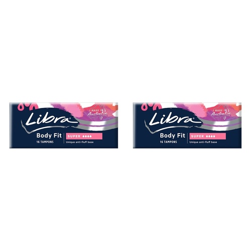 Libra Body Fit Super Tampons 16 Pack x 12 Bundle of 2