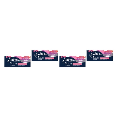 Libra Body Fit Super Tampons 16 Pack x 12 Bundle of 4