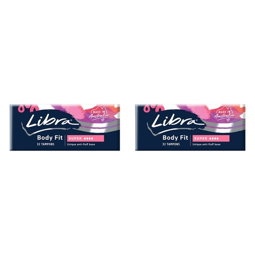 Libra Body Fit Super Tampons 32 Pack x 6 Bundle of 2