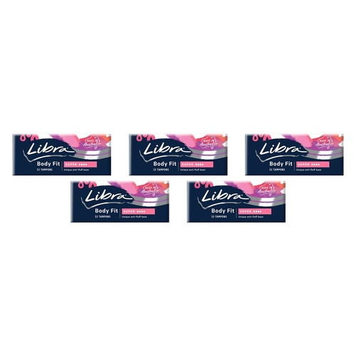 Libra Body Fit Super Tampons 32 Pack x 6 Bundle of 5