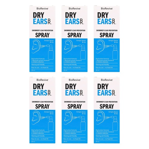 BioRevive Dry Ears Swimmers Ear Prevention Spray 30mL Pack of 6