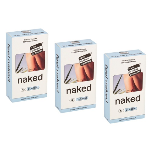Four Seasons Naked Classic Condoms 12 Pack Bundle of 3