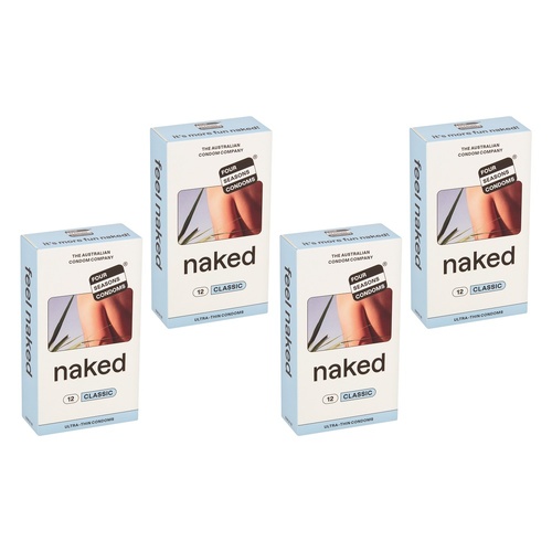Four Seasons Naked Classic Condoms 12 Pack Bundle of 4
