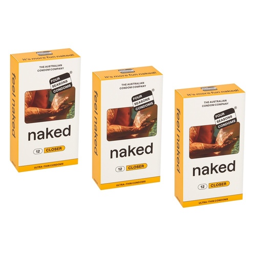 Four Seasons Naked Closer Condoms 12 Pack Bundle of 3