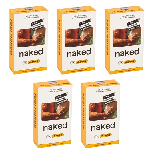 Four Seasons Naked Closer Condoms 12 Pack Bundle of 5