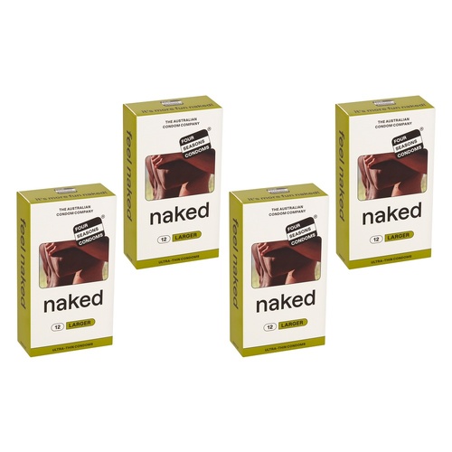 Four Seasons Naked Larger Condoms 12 Pack Bundle of 4
