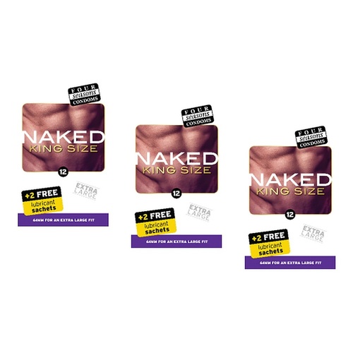Four Seasons Naked King Size Condoms 10 Pack Bundle of 3