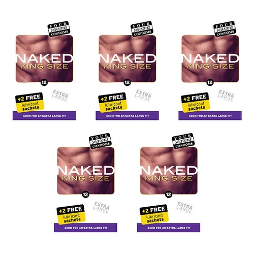 Four Seasons Naked King Size Condoms 10 Pack Bundle of 5