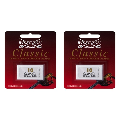 Wilkinson Sword Classic Double Edge Stainless Blades 10 Pack Bundle of 2