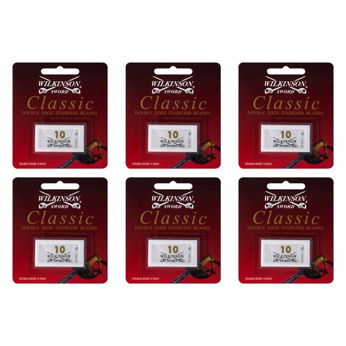 Wilkinson Sword Classic Double Edge Stainless Blades 10 Pack Bundle of 6