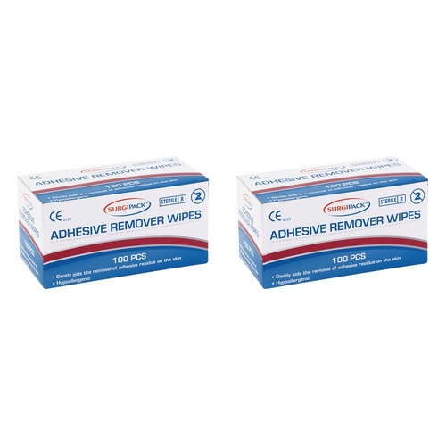SurgiPack Adhesive Remover Wipes 100 Pack Bundle of 2