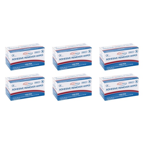 SurgiPack Adhesive Remover Wipes 100 Pack Bundle of 6