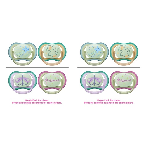 Philips Avent Ultra Air Soother Nighttime Glow 0-6 Months 2 Pack Bundle of 2