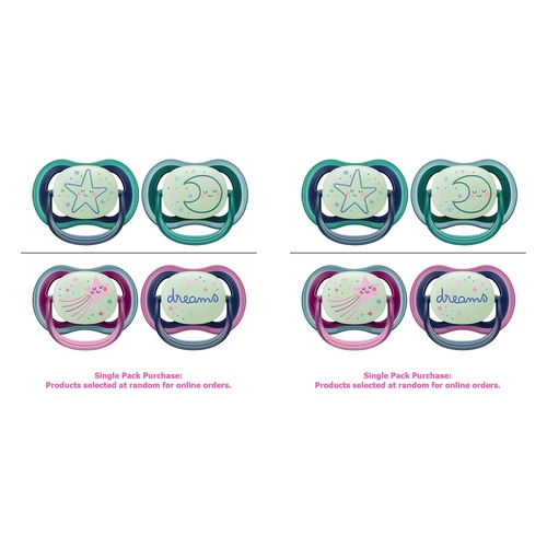 Philips Avent Ultra Air Soother Nighttime Glow 6-18 Months 2 Pack Bundle of 2