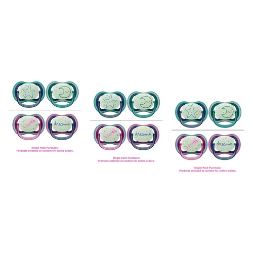 Philips Avent Ultra Air Soother Nighttime Glow 6-18 Months 2 Pack Bundle of 3