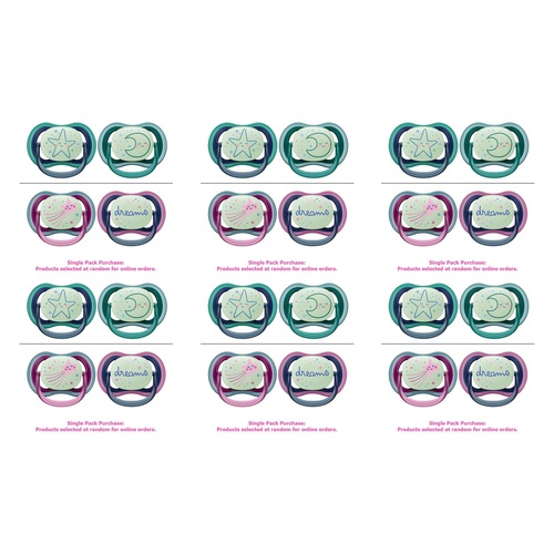 Philips Avent Ultra Air Soother Nighttime Glow 6-18 Months 2 Pack Bundle of 6