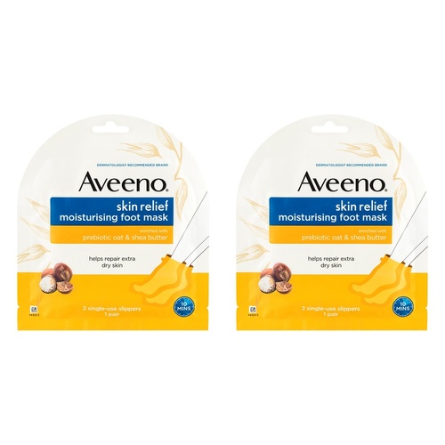 Aveeno Skin Relief Moisturising Foot Mask x 6 Bundle of 2