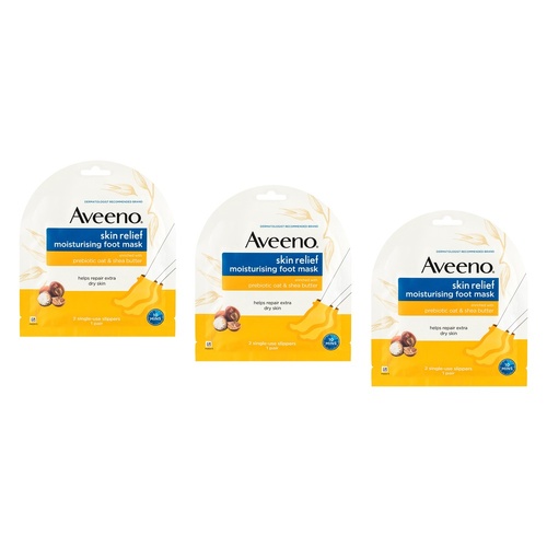 Aveeno Skin Relief Moisturising Foot Mask x 6 Bundle of 3