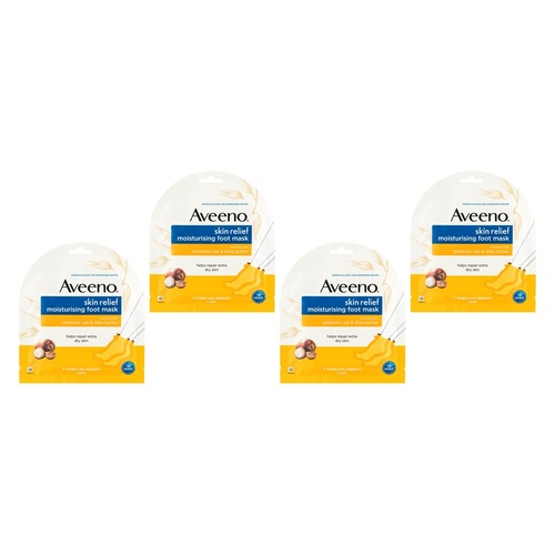 Aveeno Skin Relief Moisturising Foot Mask x 6 Bundle of 4