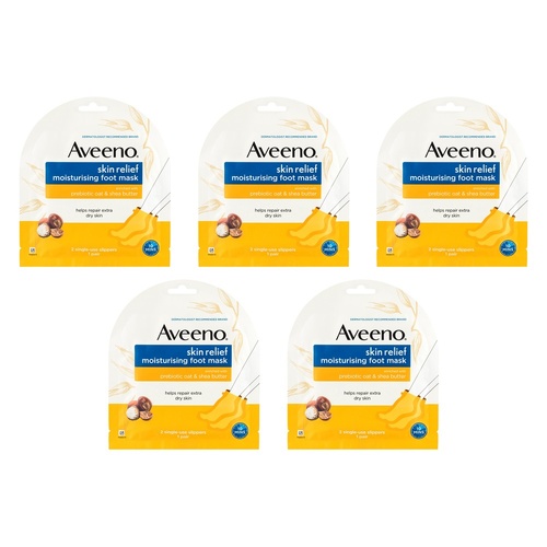 Aveeno Skin Relief Moisturising Foot Mask x 6 Bundle of 5