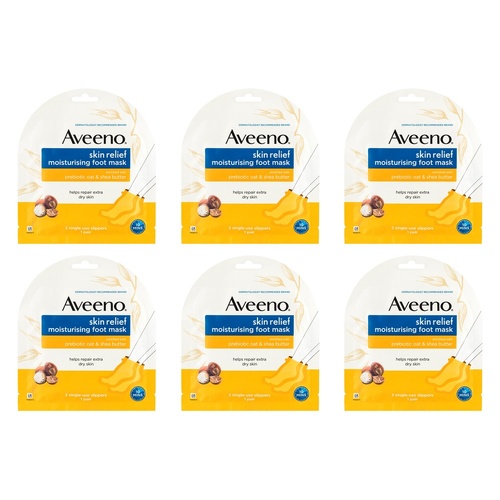 Aveeno Skin Relief Moisturising Foot Mask x 6 Bundle of 6