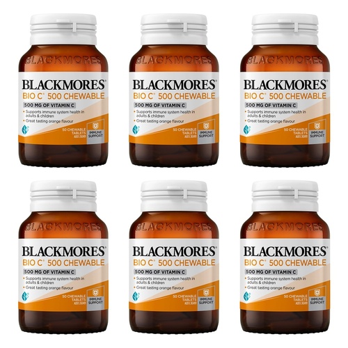 Blackmores Bio C 500 Chewable 50 Tablets Pack of 6