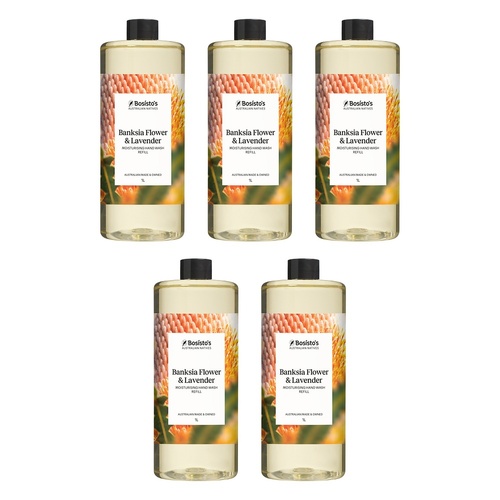 Bosisto's Banksia Flower & Lavender Hand Wash Refill 1L x 3 Bundle of 5