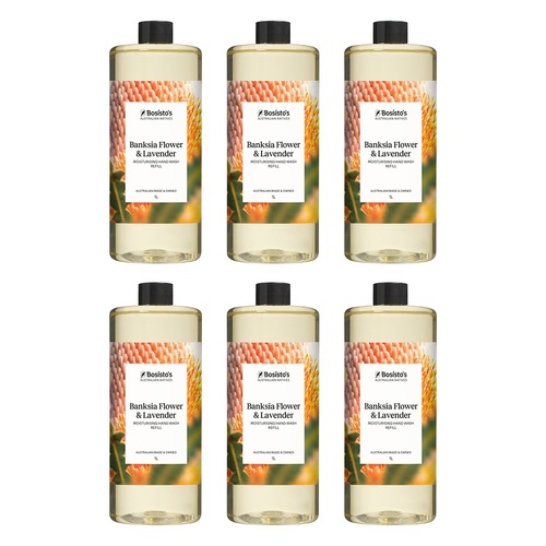 Bosisto's Banksia Flower & Lavender Hand Wash Refill 1L x 3 Bundle of 6